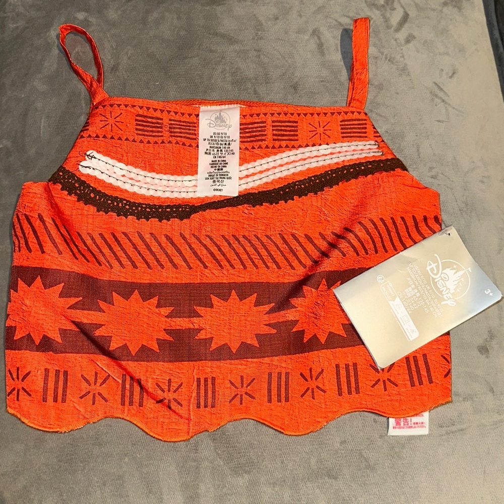 NEW Disney Store Moana Top for Halloween Dress Up Costume Kids 9/10, Top Only